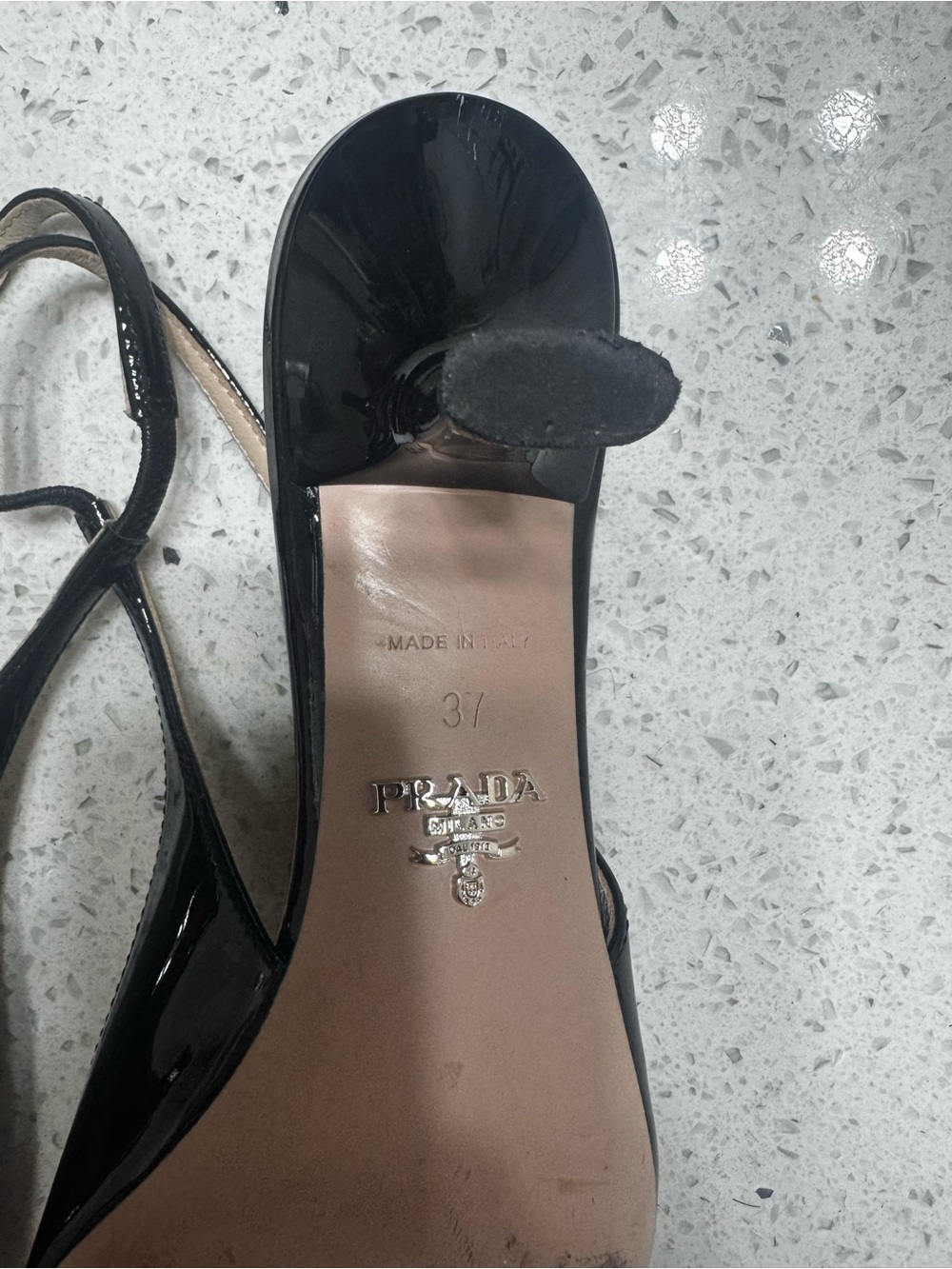 Prada Black Patent Pointed Slingback Pumps - Picture 4 of 5